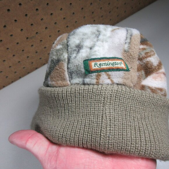 Remington mens green beige billed fleece winter camo hunting hat OS - Picture 3 of 8